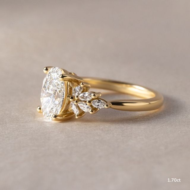 1.70 Carat Oval Cluster Ring In 18K Yellow Gold - Anastasia