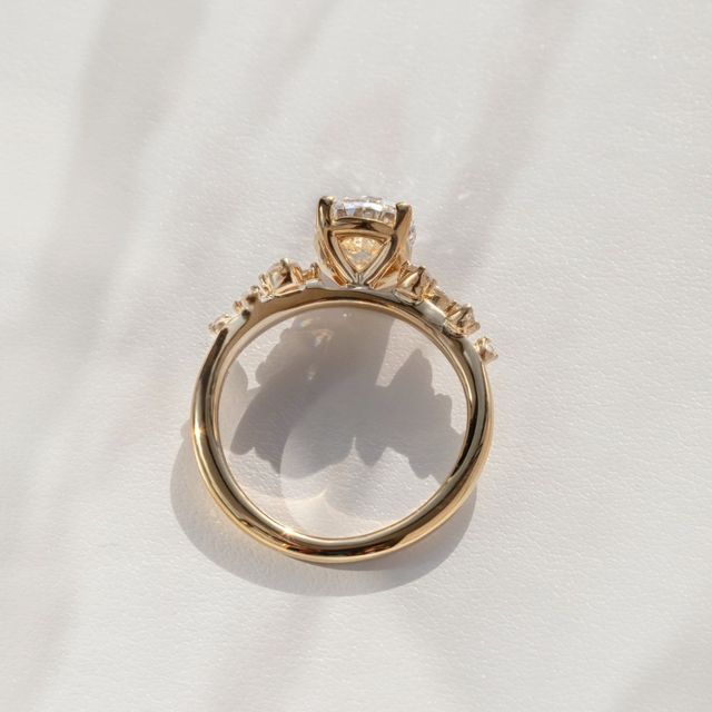 1.30 Carat Oval Diamond Cluster Engagement Ring In 18K Yellow Gold - Morning Star