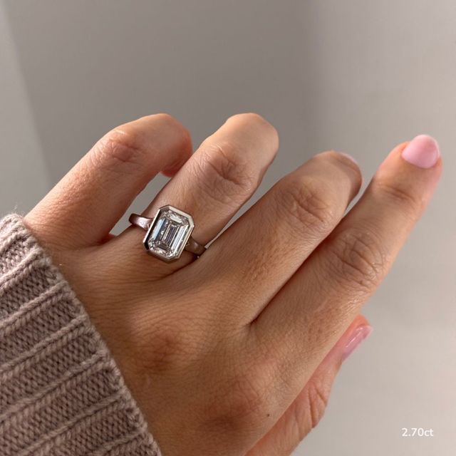 London Platinum Bezel-Set Engagement Ring