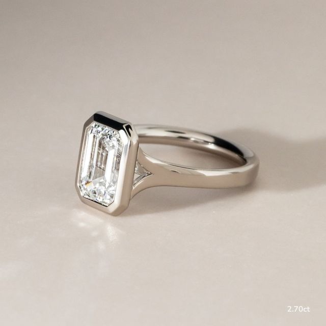 London Platinum Bezel-Set Engagement Ring