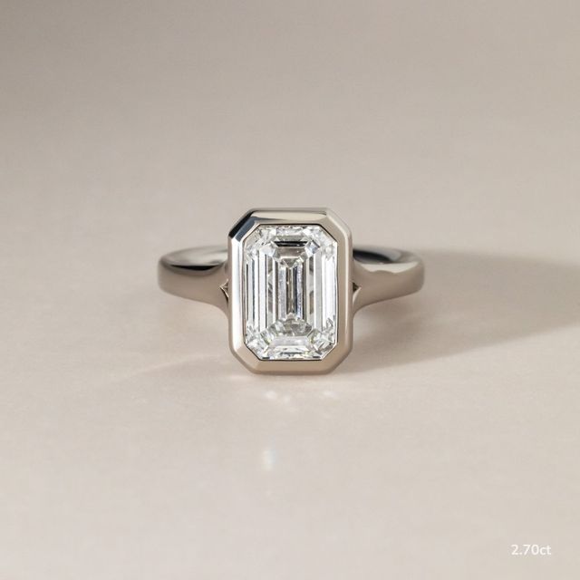 London Platinum Bezel-Set Engagement Ring