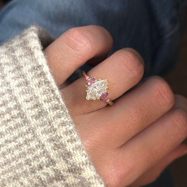 1.5 Carat Lab Grown Marquise Cluster Ring In Yellow Gold - Lucia