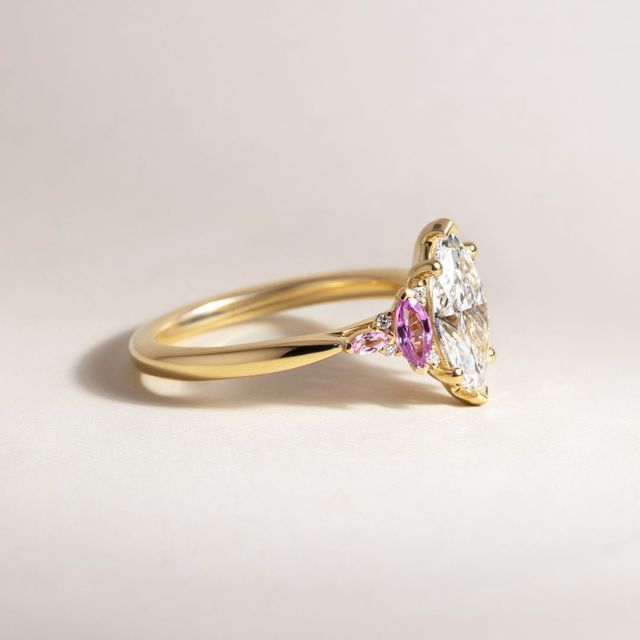 1.5 Carat Lab Grown Marquise Cluster Ring In Yellow Gold - Lucia