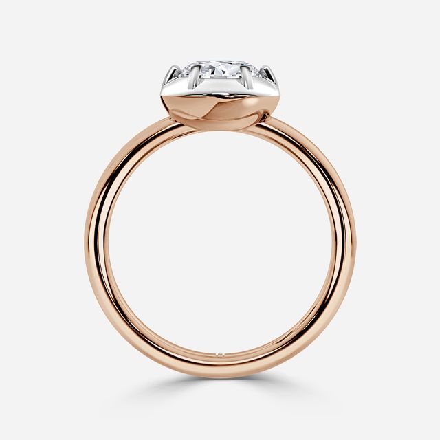 Charlotte Rose Gold Two Tone Bezel-Set Engagement Ring