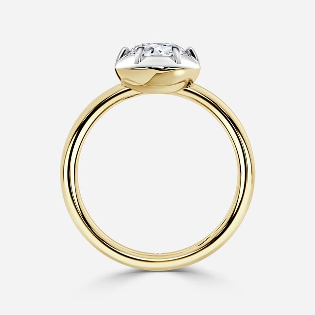 Charlotte Yellow Gold Two Tone Bezel-Set Engagement Ring