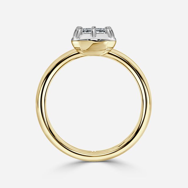 Charlotte Yellow Gold Two Tone Bezel-Set Engagement Ring