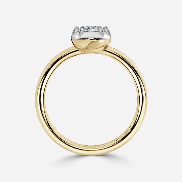 Charlotte Yellow Gold Two Tone Bezel-Set Engagement Ring