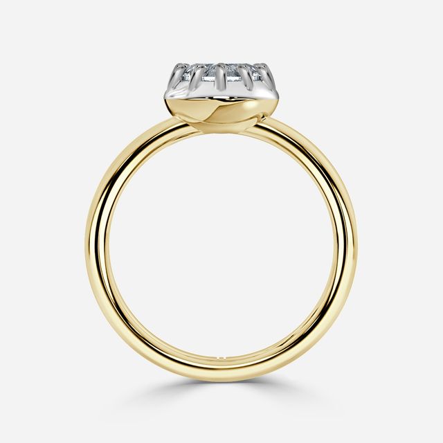 Charlotte Yellow Gold Two Tone Bezel-Set Engagement Ring