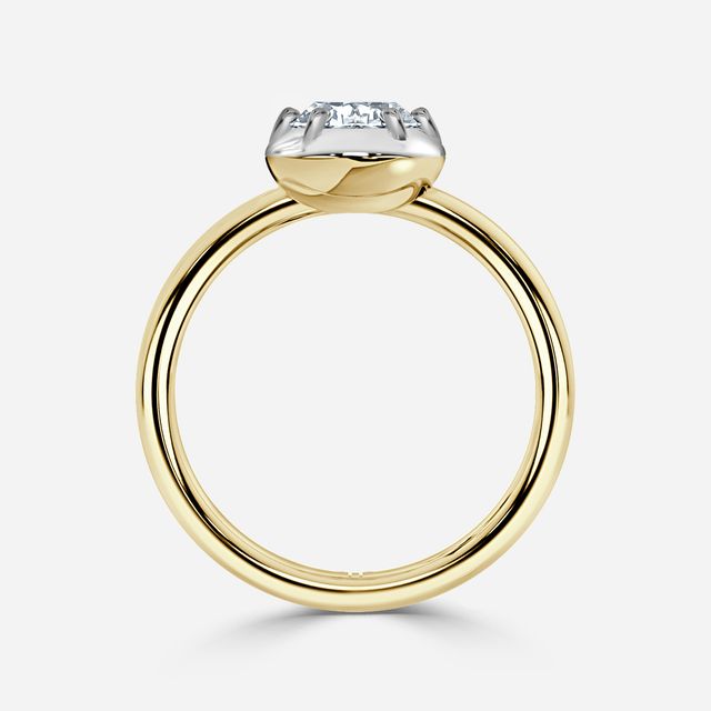 Charlotte Yellow Gold Two Tone Bezel-Set Engagement Ring