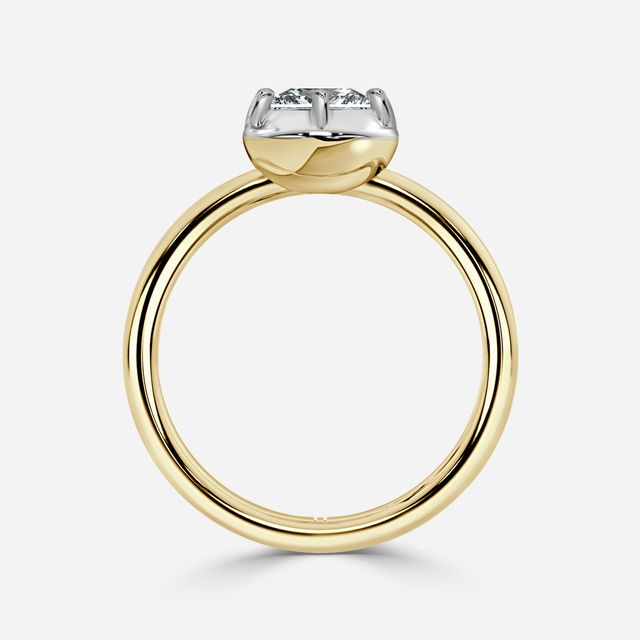 Charlotte Yellow Gold Two Tone Bezel-Set Engagement Ring