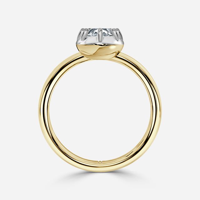 Charlotte Yellow Gold Two Tone Bezel-Set Engagement Ring