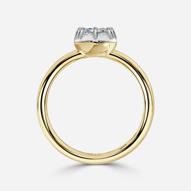 Charlotte Yellow Gold Two Tone Bezel-Set Engagement Ring