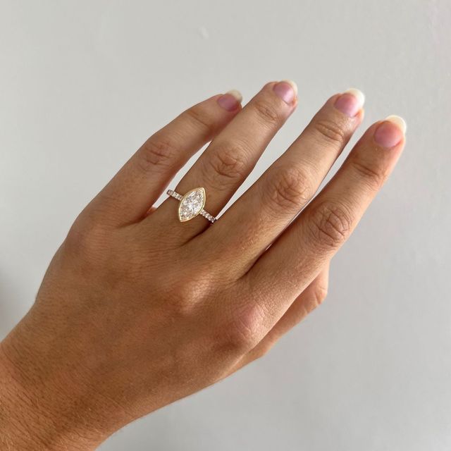1.59 Carat Lab Grown Marquise Diamond Band Ring In Yellow Gold - Hana