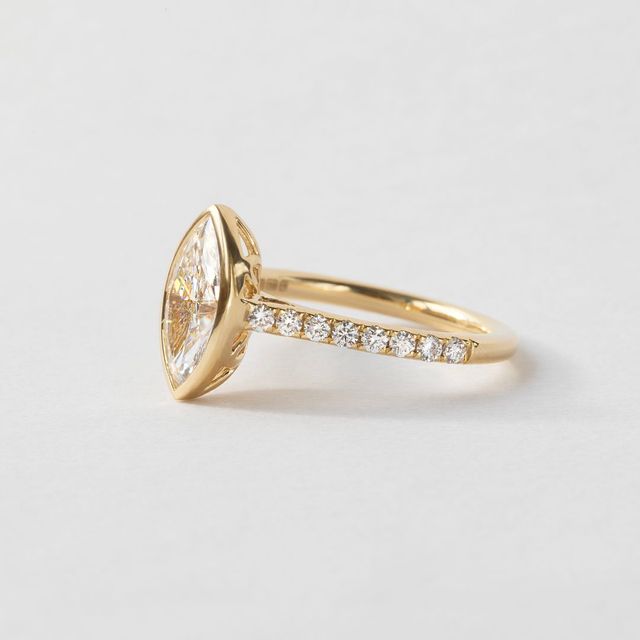 1.59 Carat Lab Grown Marquise Diamond Band Ring In Yellow Gold - Hana