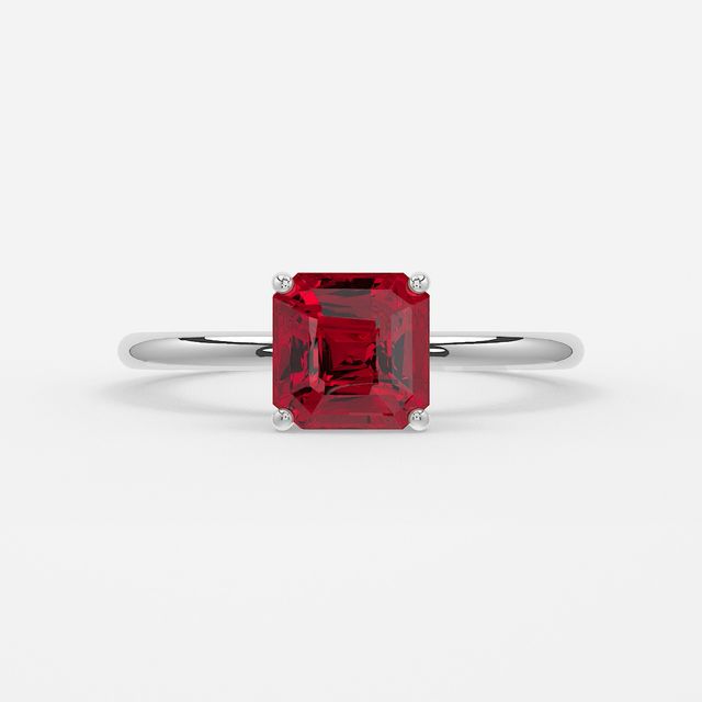 1 Carat Lab Grown Asscher Ruby Engagement Ring In Platinum – Chelsea