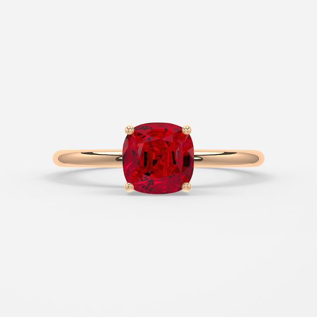 1 Carat Lab Grown Cushion Ruby Engagement Ring In Rose Gold – Chelsea