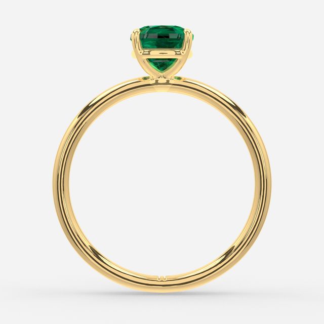 1 Carat Lab Grown Cushion Emerald Engagement Ring In Yellow Gold – Chelsea