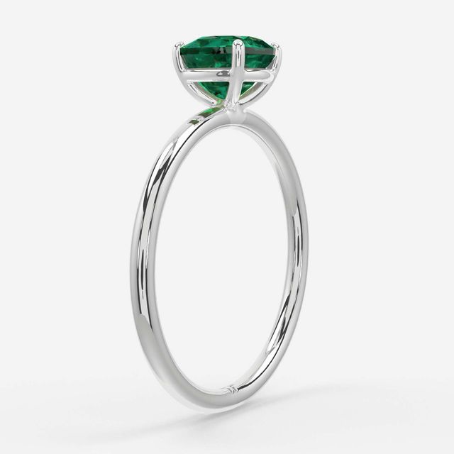 1 Carat Lab Grown Cushion Emerald Engagement Ring In White Gold – Chelsea