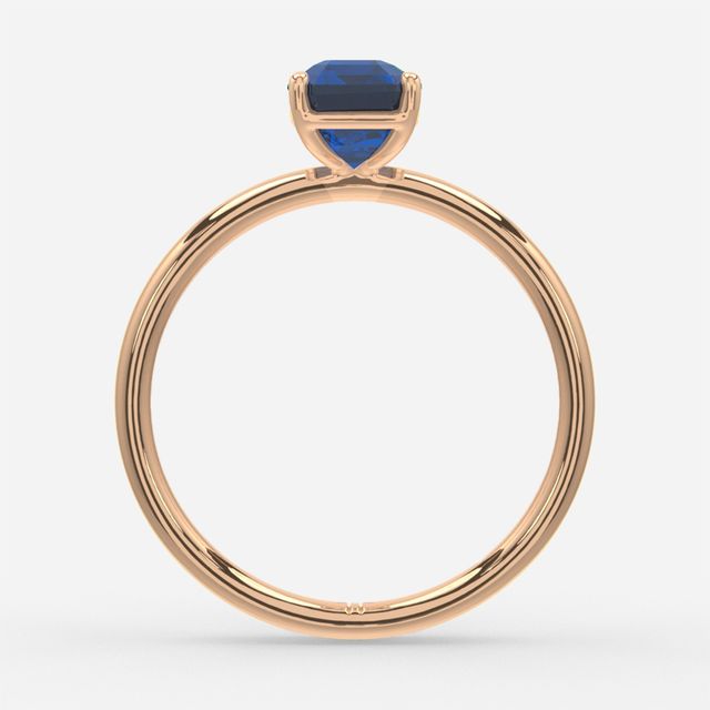 1.00ct Lab Grown Emerald Blue Sapphire Chelsea Rose Gold Solitaire Engagement Ring
