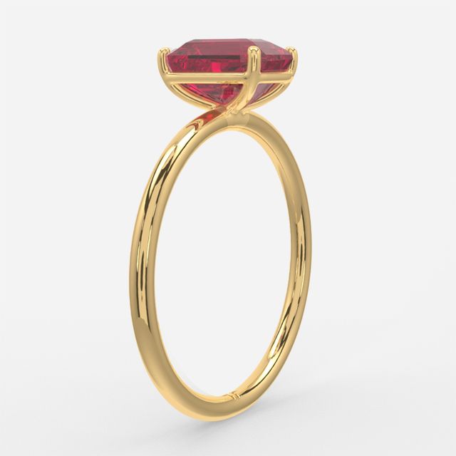 1 Carat Lab Grown Emerald Ruby Engagement Ring In Yellow Gold – Chelsea