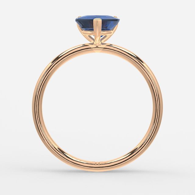 1.00ct Lab Grown Heart Blue Sapphire Chelsea Rose Gold Solitaire Engagement Ring