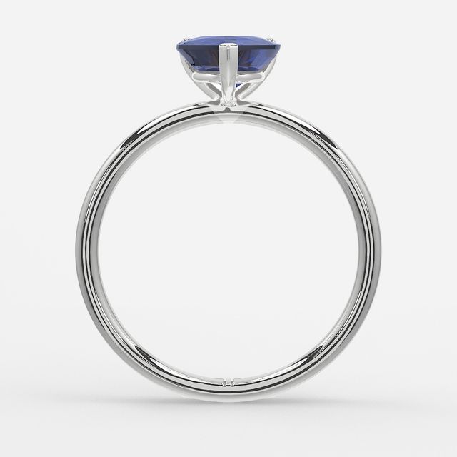 1.00ct Lab Grown Heart Blue Sapphire Chelsea White Gold Solitaire Engagement Ring