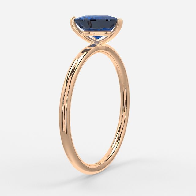 1.00ct Lab Grown Heart Blue Sapphire Chelsea Rose Gold Solitaire Engagement Ring