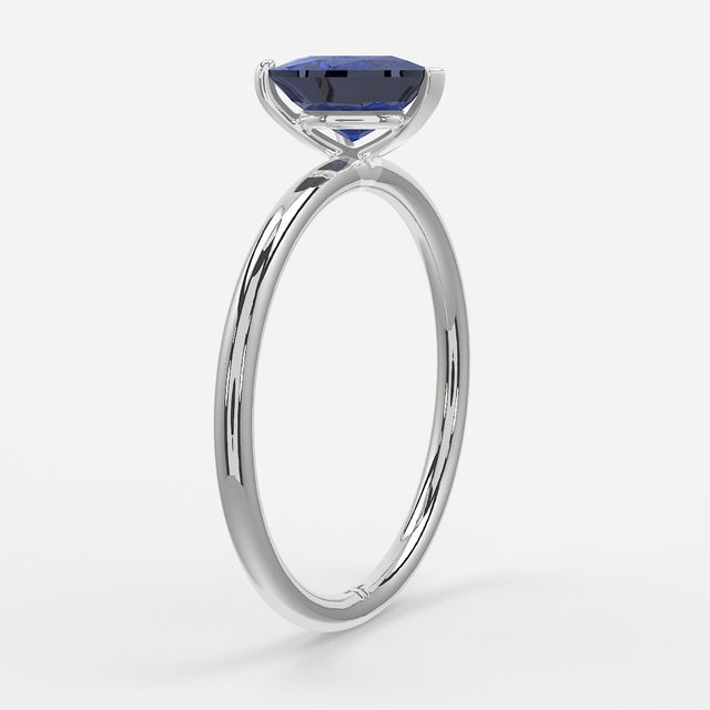 1.00ct Lab Grown Heart Blue Sapphire Chelsea White Gold Solitaire Engagement Ring