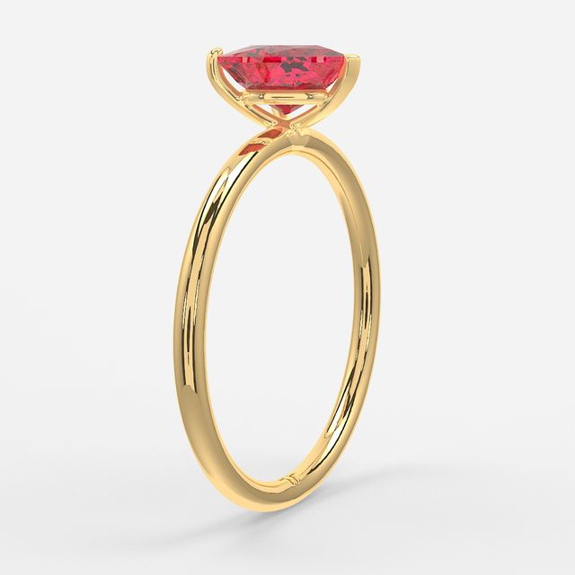 1 Carat Lab Grown Heart Ruby Engagement Ring In Yellow Gold – Chelsea
