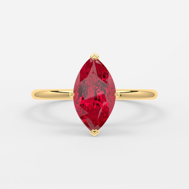 1 Carat Lab Grown Marquise Ruby Engagement Ring In Yellow Gold – Chelsea