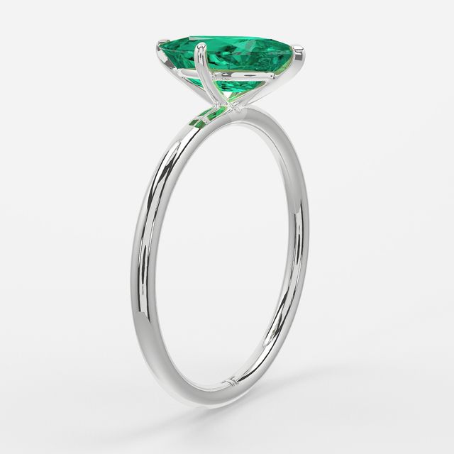 1 Carat Lab Grown Marquise Emerald Engagement Ring In Platinum – Chelsea