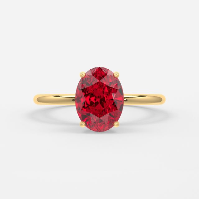 1 Carat Lab Grown Oval Ruby Engagement Ring In Yellow Gold – Chelsea