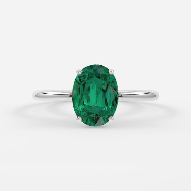 1 Carat Lab Grown Oval Emerald Engagement Ring In Platinum – Chelsea