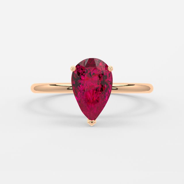 1 Carat Lab Grown Pear Ruby Engagement Ring In Rose Gold – Chelsea