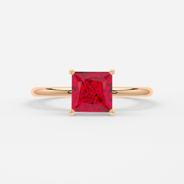 1 Carat Lab Grown Princess Ruby Engagement Ring In Rose Gold – Chelsea