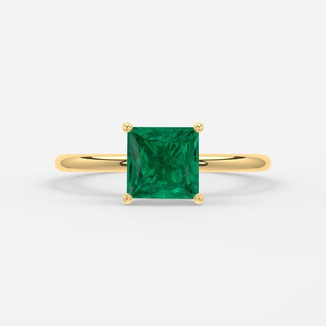 1 Carat Lab Grown Princess Emerald Ring In Yellow Gold – Chelsea