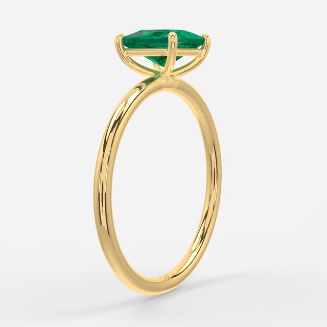 1 Carat Lab Grown Princess Emerald Ring In Yellow Gold – Chelsea