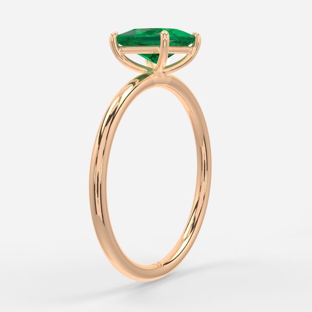 1 Carat Lab Grown Princess Emerald Ring In Rose Gold – Chelsea