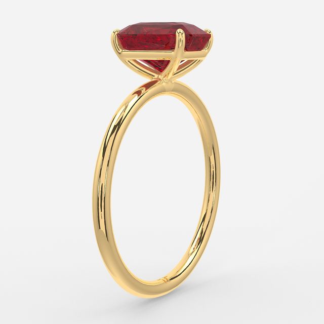1 Carat Lab Grown Radiant Ruby Engagement Ring In Yellow Gold – Chelsea