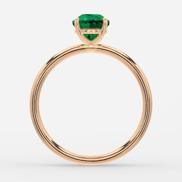 1 Carat Lab Grown Round Emerald Engagement Ring In Rose Gold – Chelsea