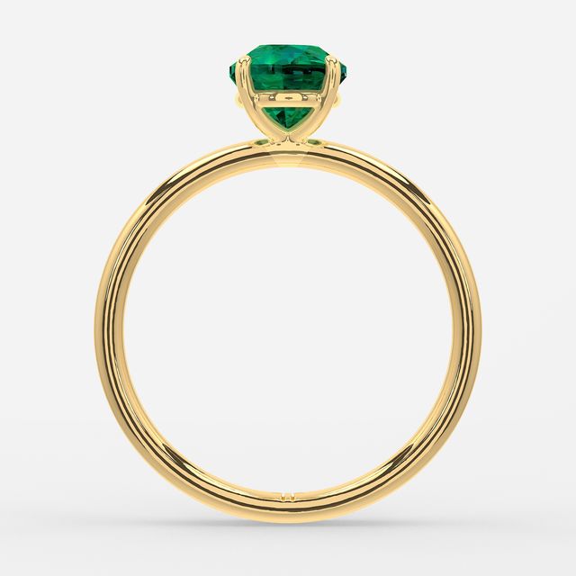 1 Carat Lab Grown Round Emerald Engagement Ring In Yellow Gold – Chelsea