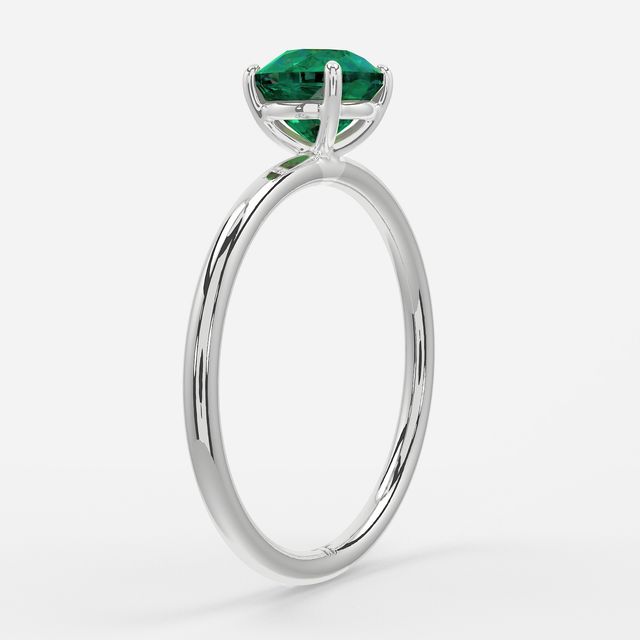 1 Carat Lab Grown Round Emerald Engagement Ring In White Gold – Chelsea