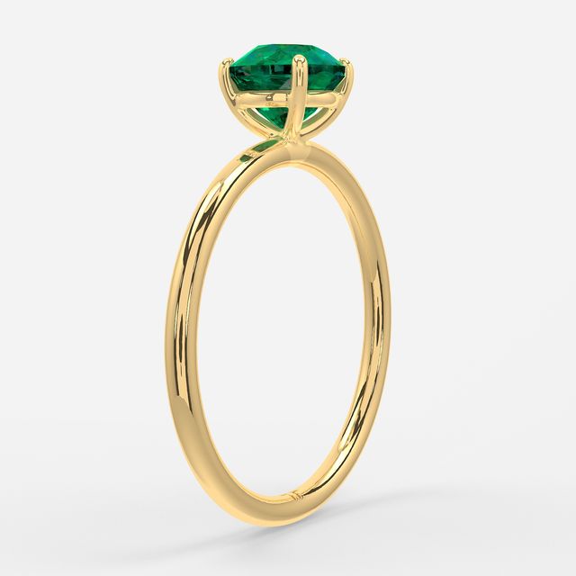 1 Carat Lab Grown Round Emerald Engagement Ring In Yellow Gold – Chelsea