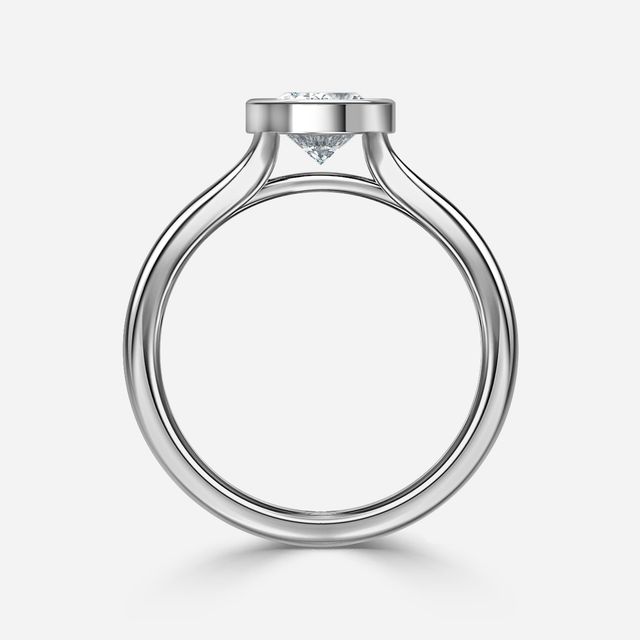London Platinum Bezel-Set Engagement Ring
