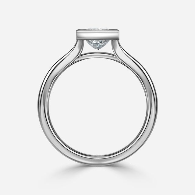 London Platinum Bezel-Set Engagement Ring