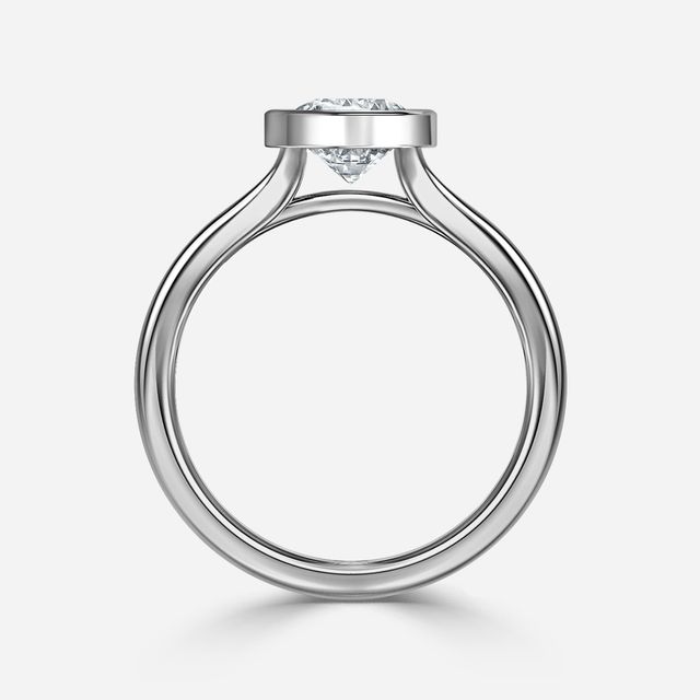 London Platinum Bezel-Set Engagement Ring