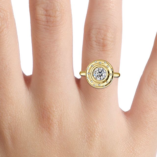 Starry Night Yellow Gold Bezel Engagement Ring