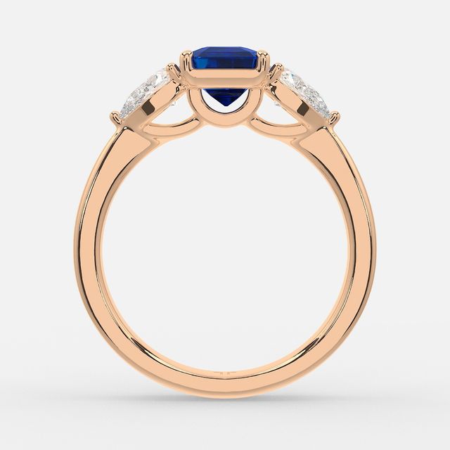 1 Carat Lab Grown Asscher Sapphire Ring In Rose Gold - Vivian