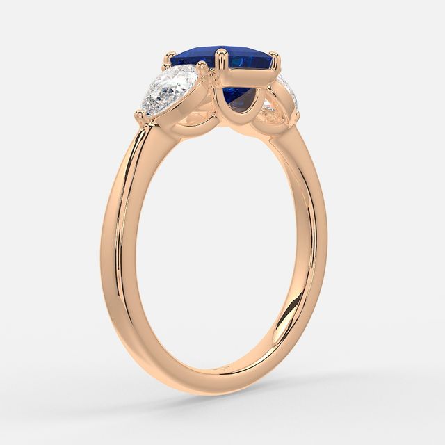 1 Carat Lab Grown Asscher Sapphire Ring In Rose Gold - Vivian
