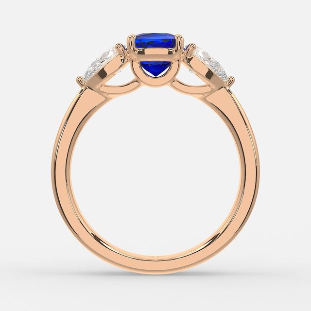 1 Carat Lab Grown Cushion Sapphire Ring In Rose Gold - Vivian